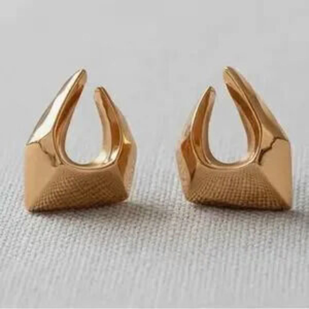 Gold Oversized Geometric Earrings ( 7714) - Picture 2 of 3